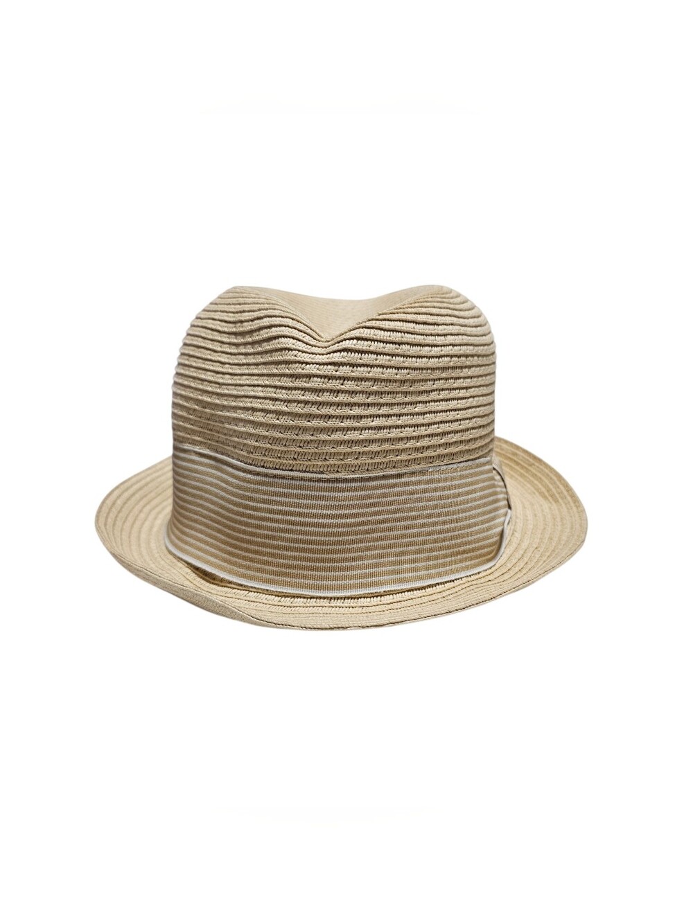 Banana Republic Straw Fedora Hat Tan Beige Striped Band Women's Size S/M Summer
